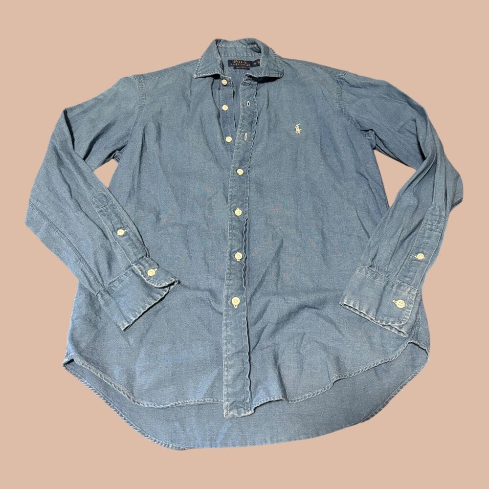 Polo Ralph Lauren Button down Shirt Mens Smalll Blue Long Sleeve Preppy